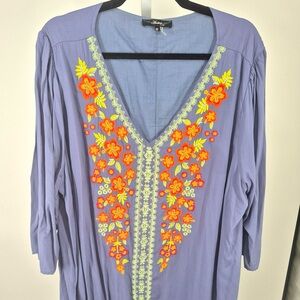 Andree by Unit women’s dress size 3x embroidered blue dress